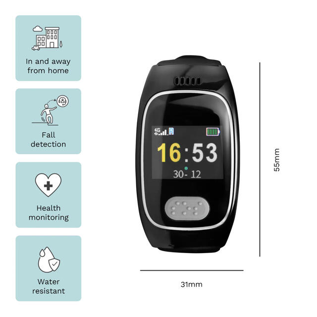✔ Automatic Fall Detection Detects falls and unusual inactivity without requiring a button press.